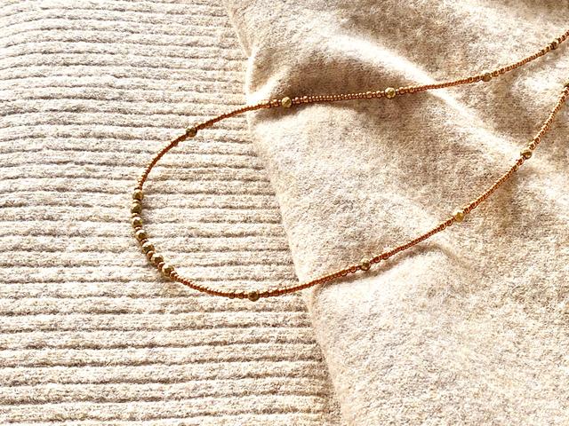 新作🌟アンティークゴールドの大人シックなビーズネックレス